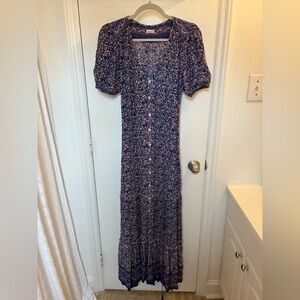 Faherty Purple Floral Maxi Dress